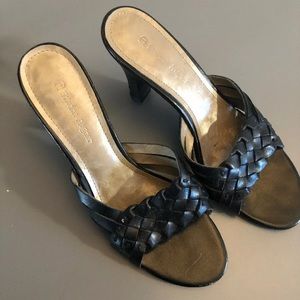 Etienne Aigner Leather Woven Sandals